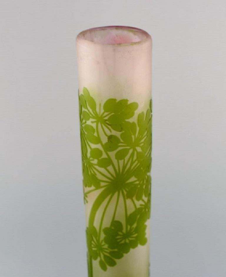 Giant Emile Gallé Vase In Frosted And Green Art Glass With Motifs Of Foliage photo Home Decor