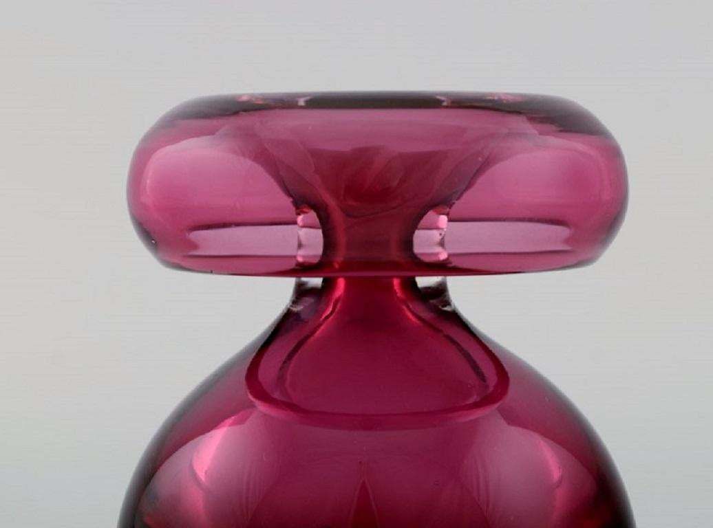 Nanny Still For Riihimäen Lasi, Vase In Pink And Clear Art Glass photo for sale