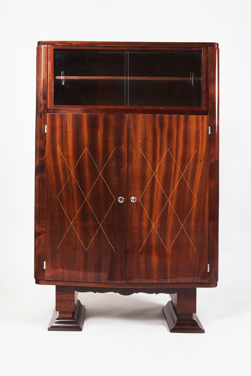 French Art Deco Display Cabinet. Made In The 1920s. Restored To High Gloss
