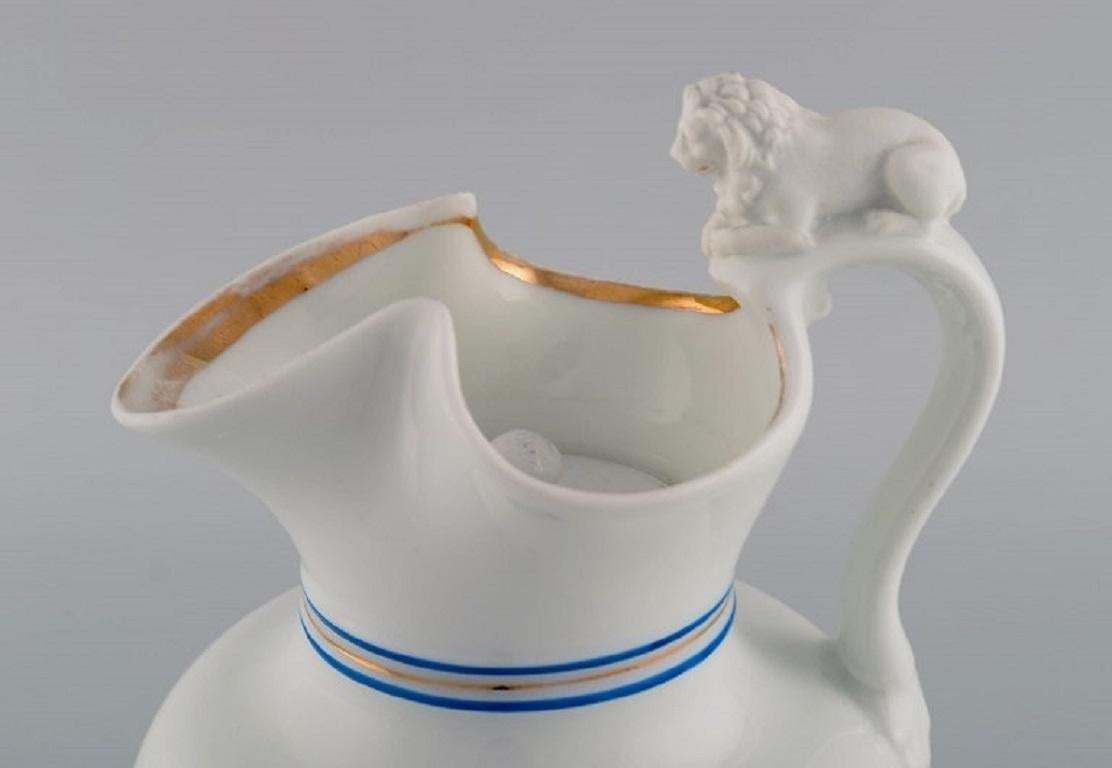 Antique Bing & Grøndahl Chocolate Jug In Porcelain Modelled With A Lion photo for sale