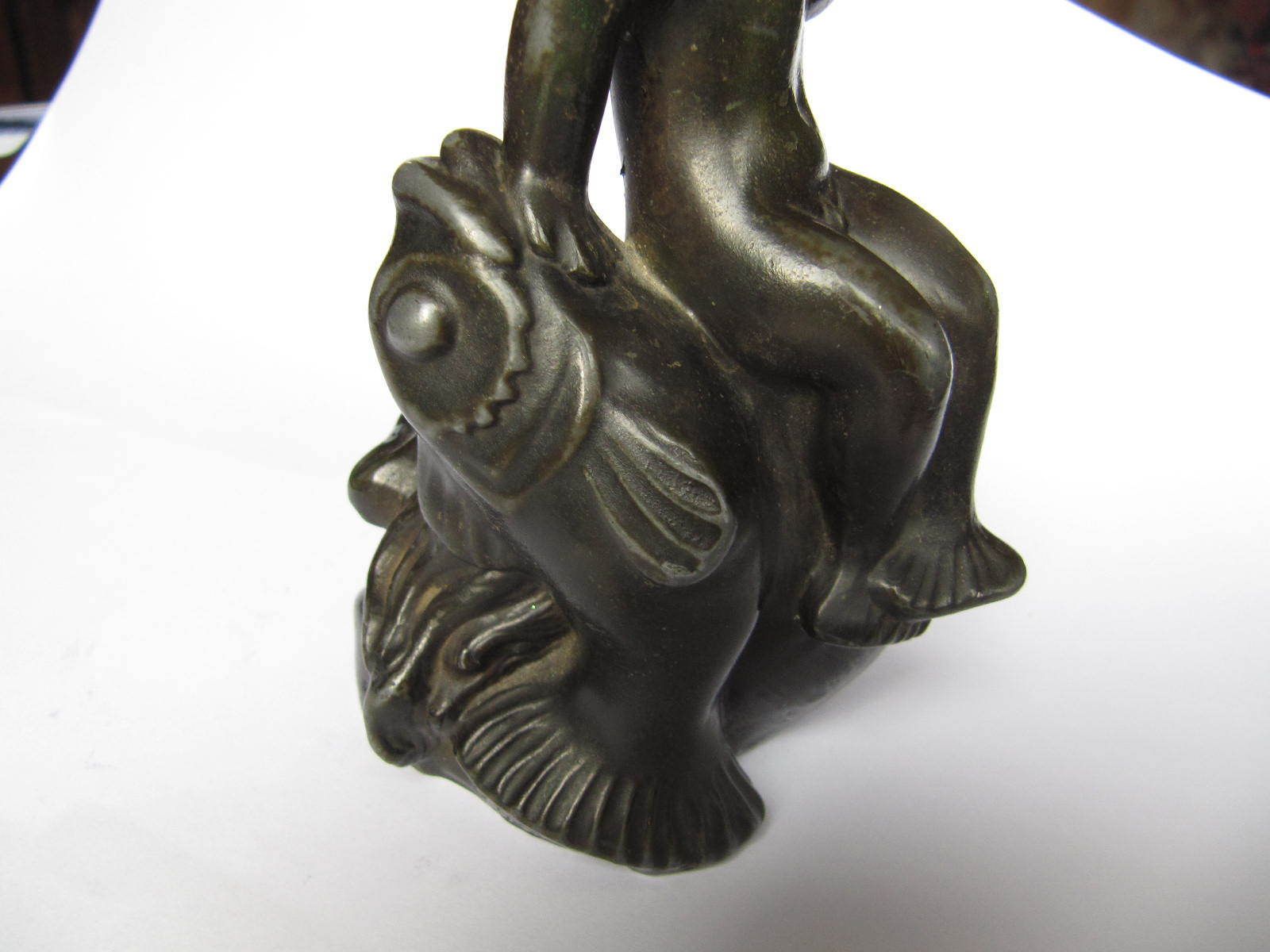 Just Andersen Art Deco 'Bronzed' Sculpture C1930s Seaboy Sitting On A Large Head Or Bust photo vintage