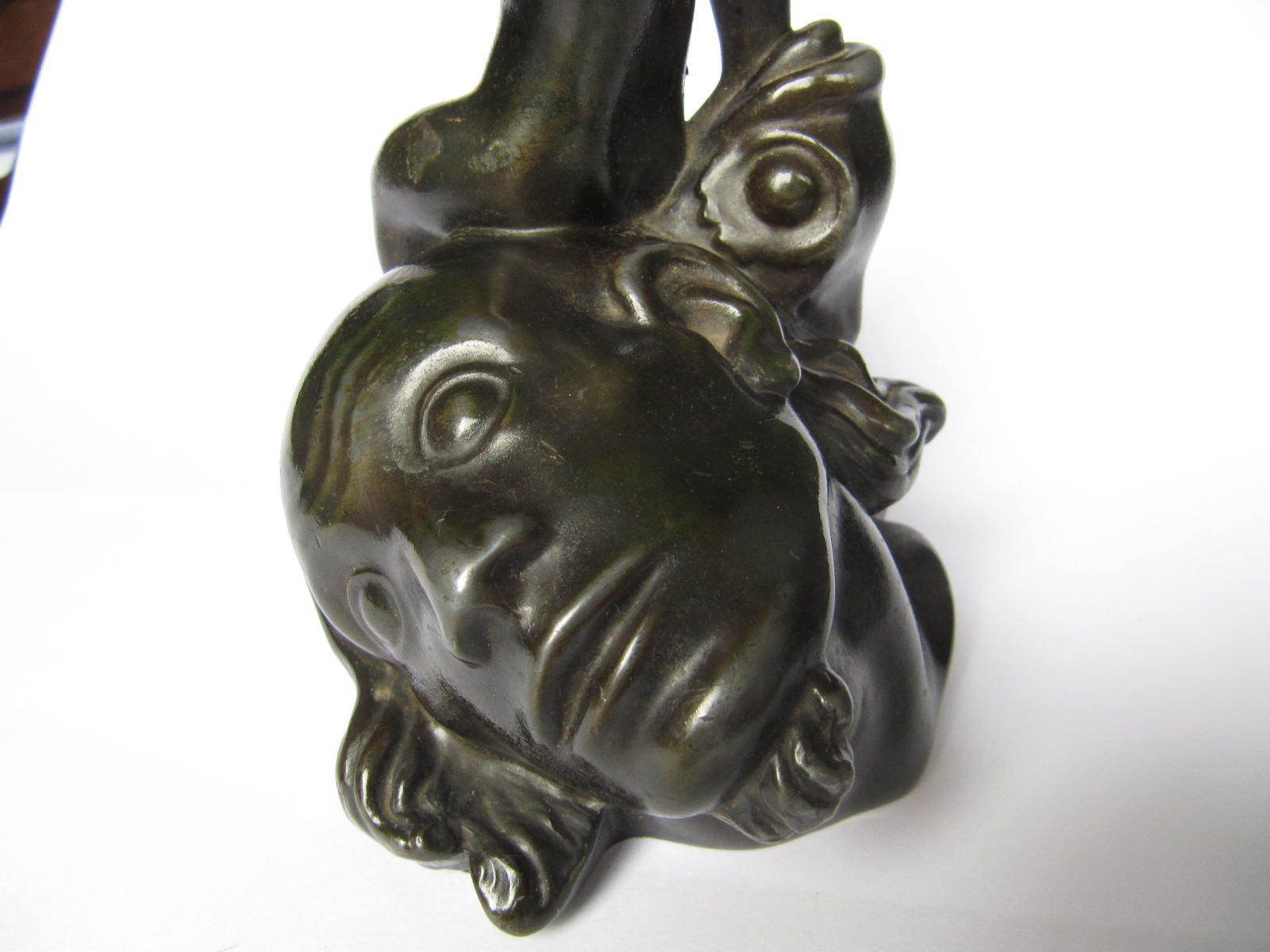 photo furniture Just Andersen Art Deco 'Bronzed' Sculpture C1930s Seaboy Sitting On A Large Head Or Bust