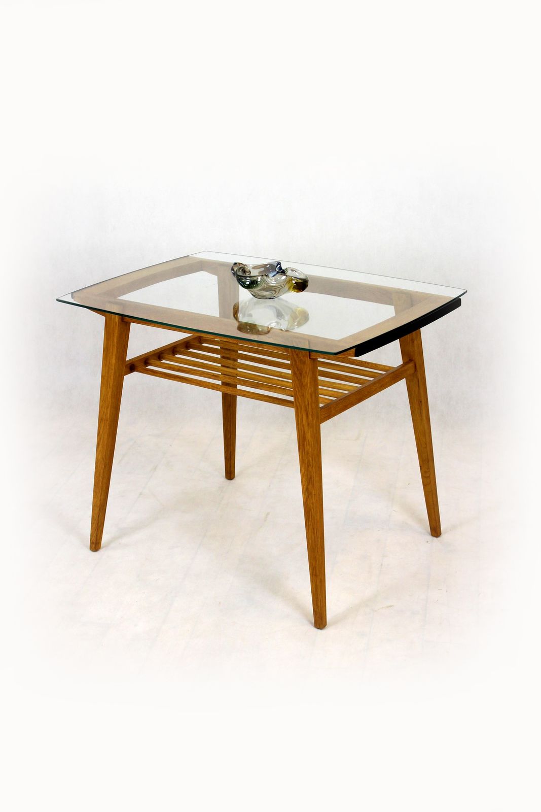 Wooden Coffee Table With Glass Top From Drevozpracujici Druzstvo, 1960s