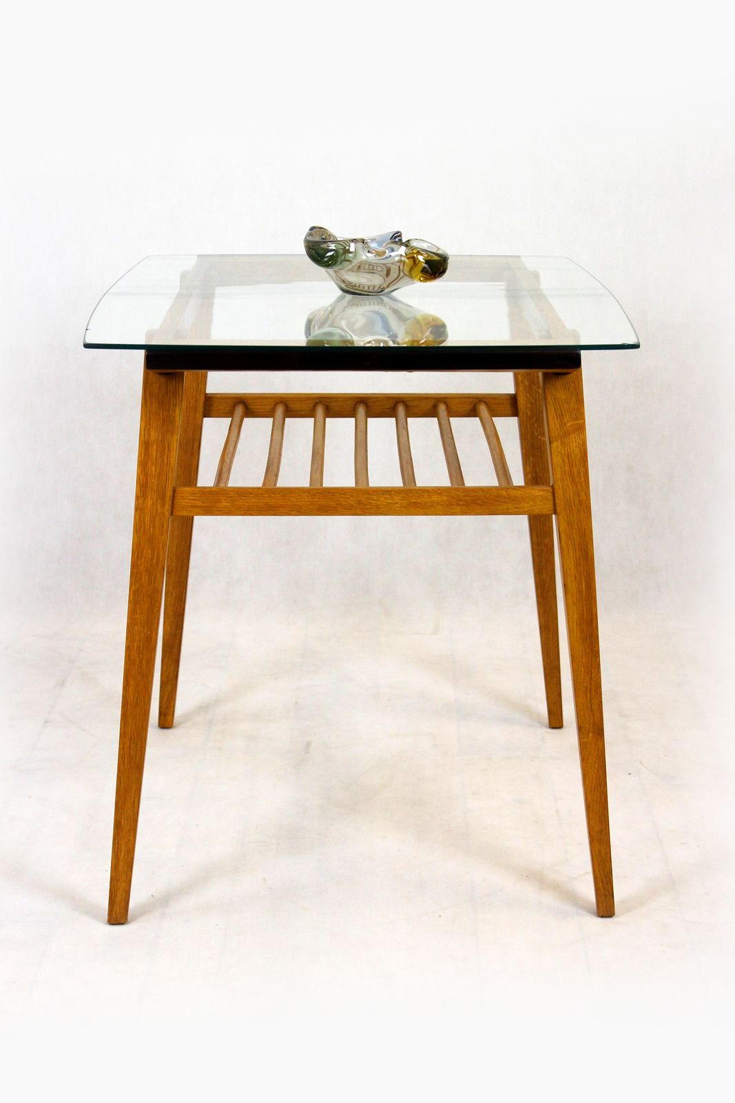 Wooden Coffee Table With Glass Top From Drevozpracujici Druzstvo, 1960s photo vinterior