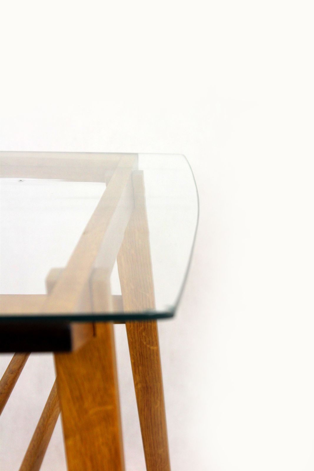 photo buy Wooden Coffee Table With Glass Top From Drevozpracujici Druzstvo, 1960s