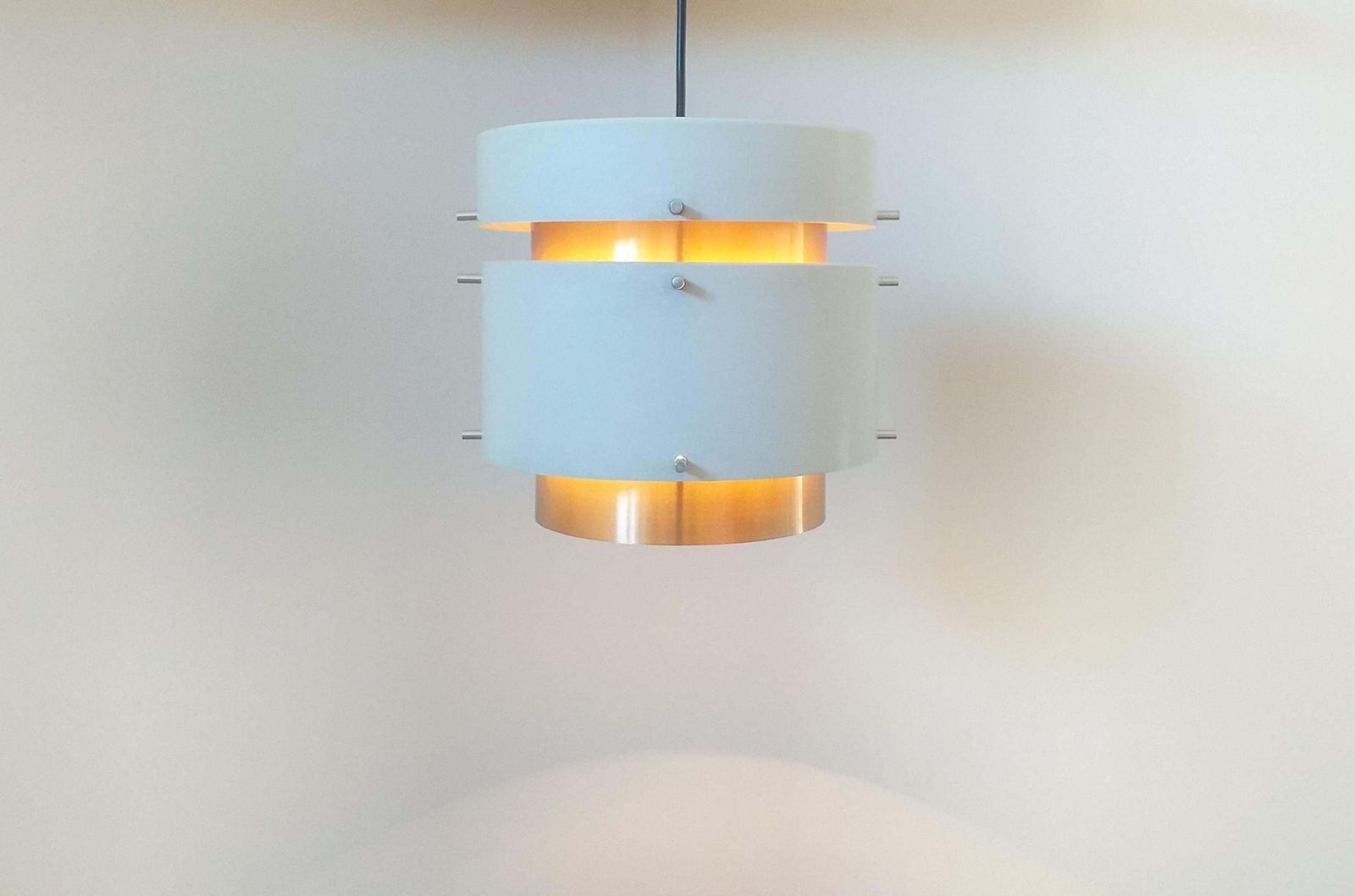 Pair Of Mid Century Pendants In Style Of Jo Hammerborg Denmark 1970s photo Lighting