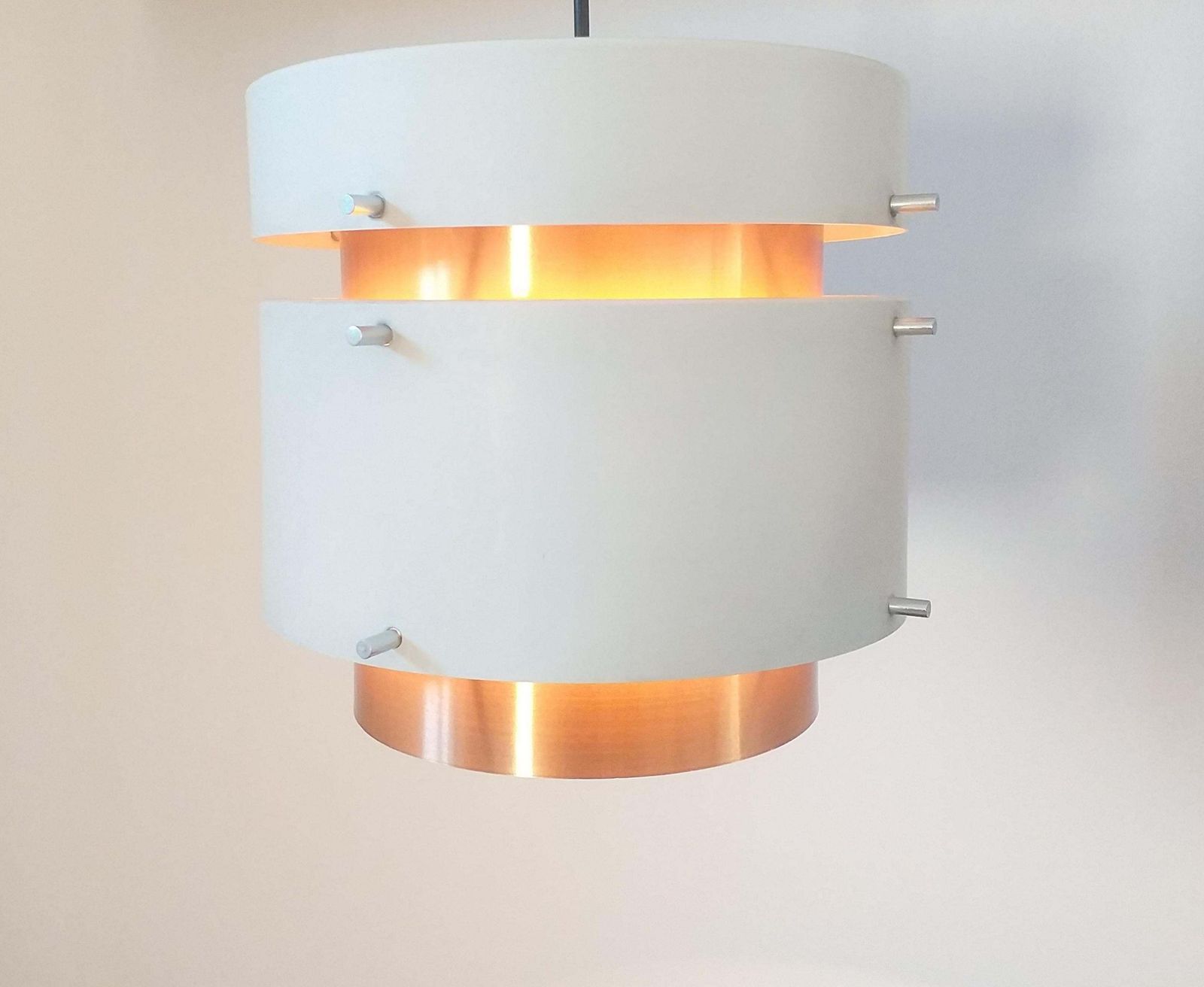Pair Of Mid Century Pendants In Style Of Jo Hammerborg Denmark 1970s photo 521.0