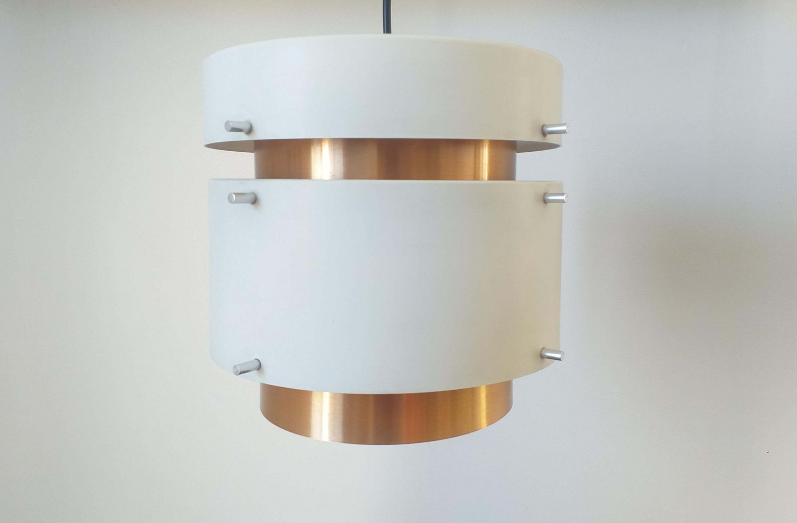 photo for sale Pair Of Mid Century Pendants In Style Of Jo Hammerborg Denmark 1970s