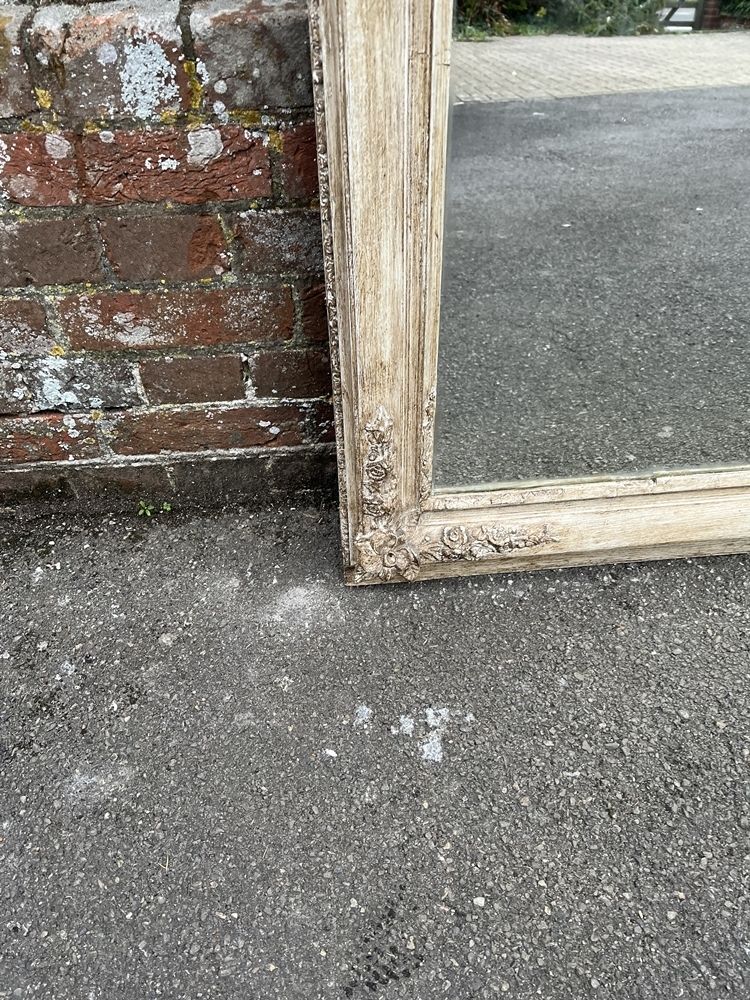 A Stunning Large Antique French 19th Century Carved Wood & Gesso Arched Top Painted Mirror photo for sale