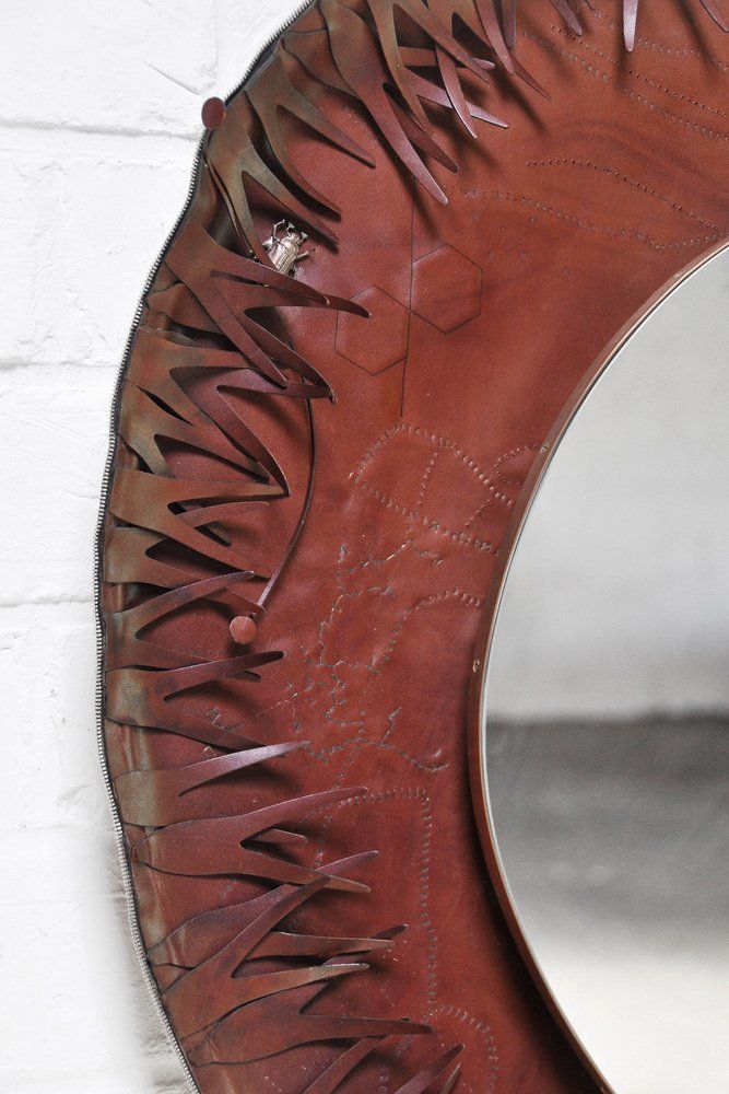 Sculptural Free Form Leather Mirror, France, 1990s photo 1453.0
