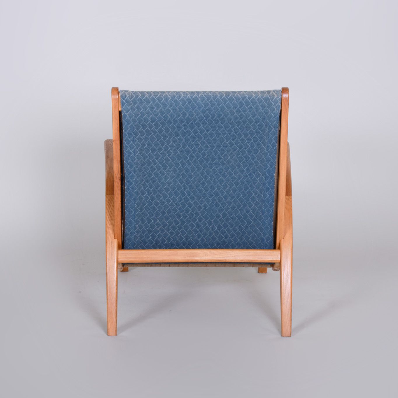 photo vintage Pair Of Blue Mid Century Armchairs, Designed By Jan Vaněk In The 1950s. Ash.