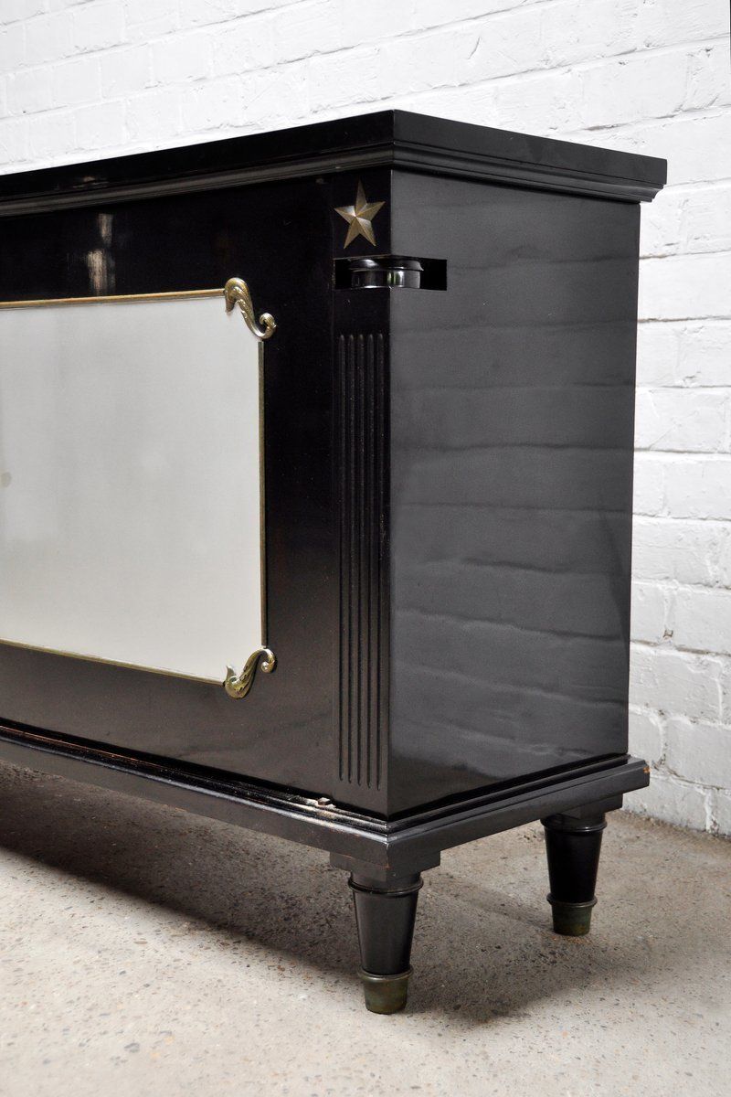 Art Deco Black Lacquer And Bronze Cabinet In The Style Of André Arbus, France, 1930s photo buy