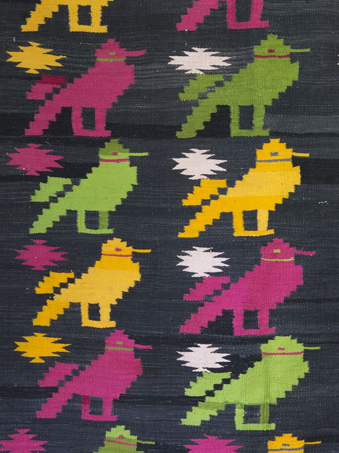 Pictorial Dhurrie With Birds And Tigers photo for sale