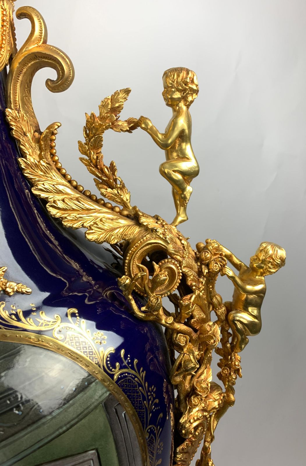 Large Pair Of Porcelain And Gilt Metal Vases photo buy