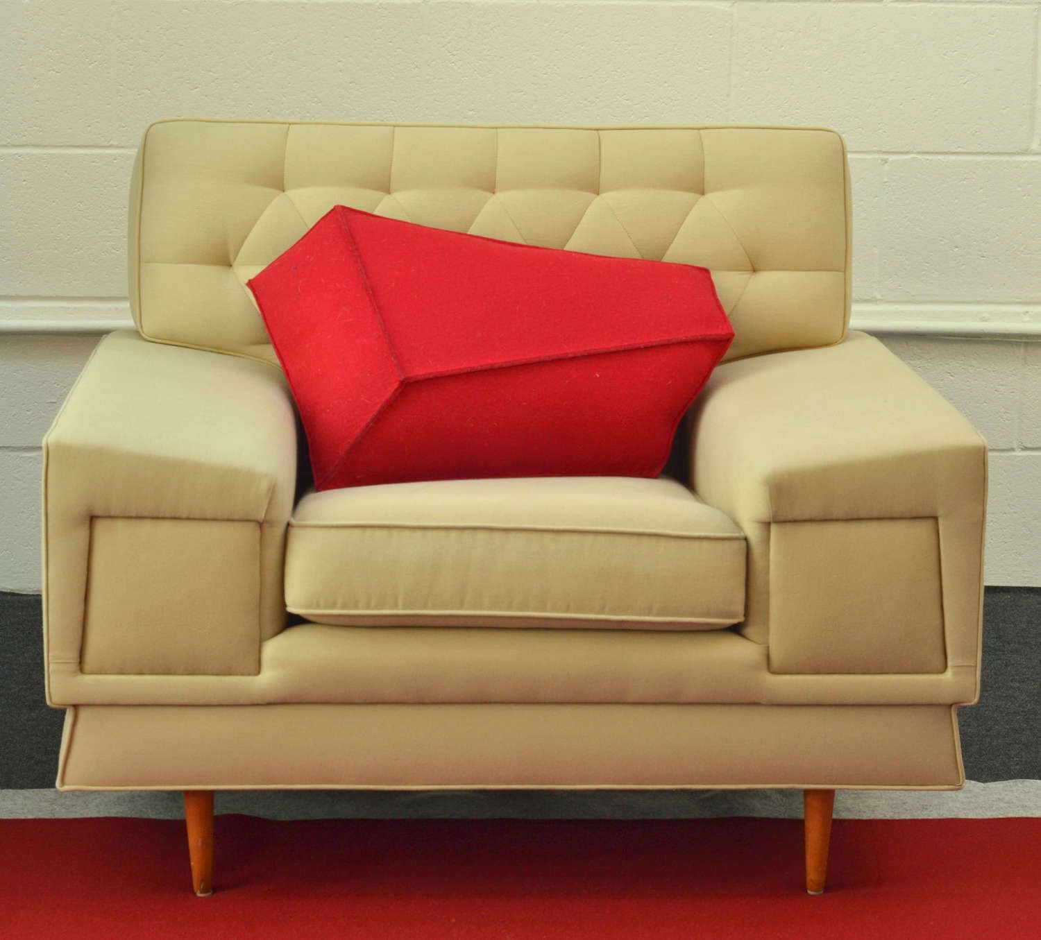 Pair Of Large Cream 1950's Club Chairs Attributed To Paul Mccobb photo vintage