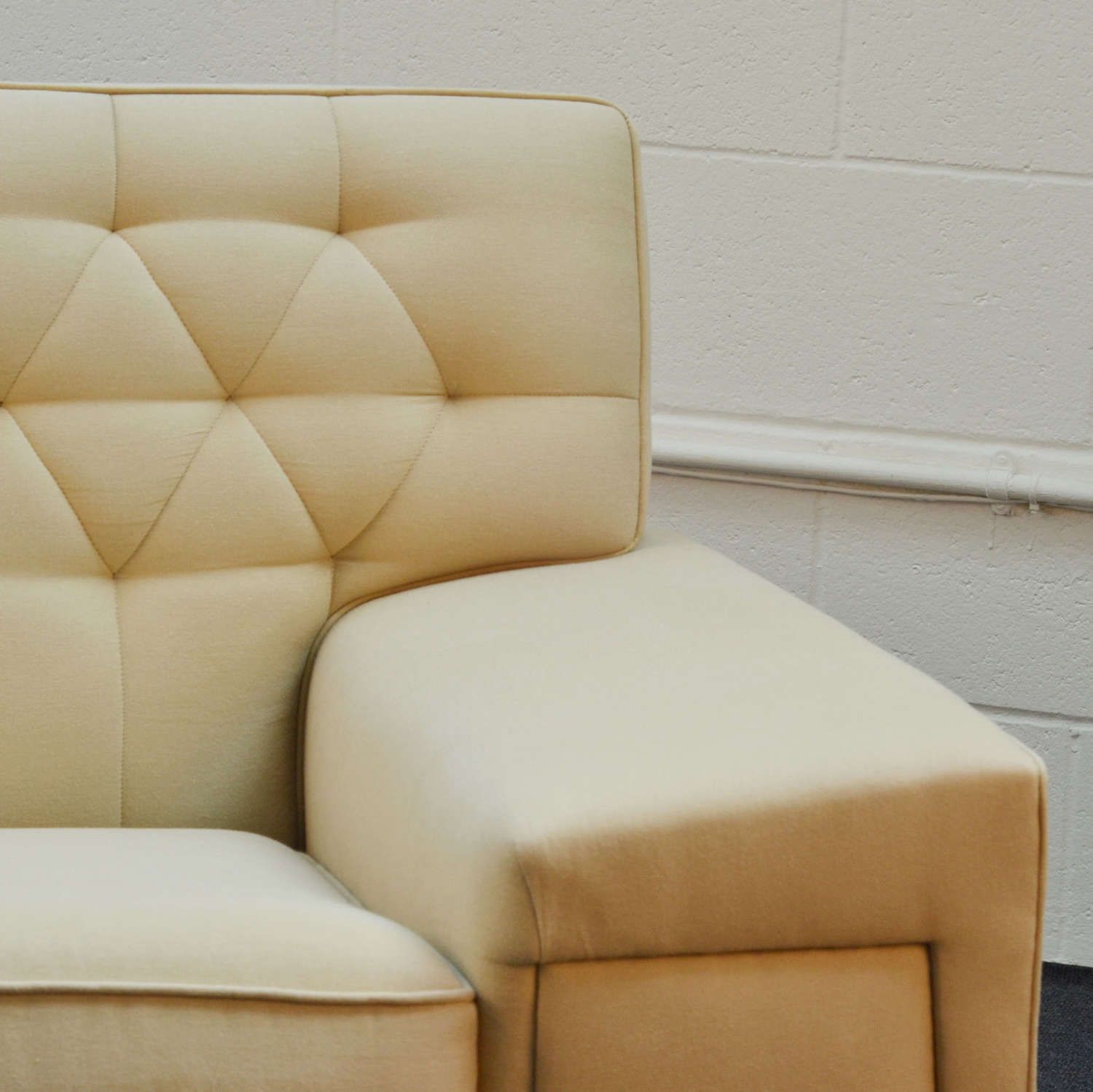 photo furniture Pair Of Large Cream 1950's Club Chairs Attributed To Paul Mccobb