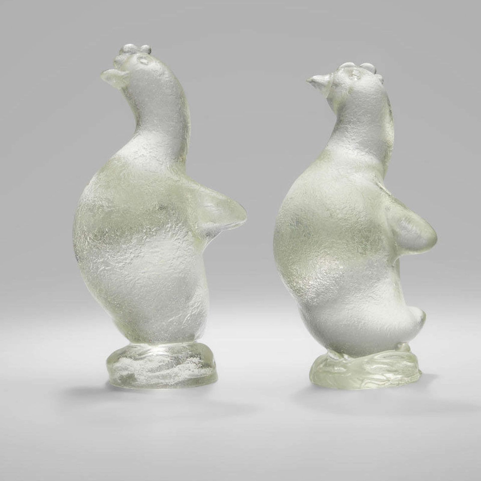 Two Hen Sculptures In Corroso Glass By Archimede Seguso Circa 1938 photo buy