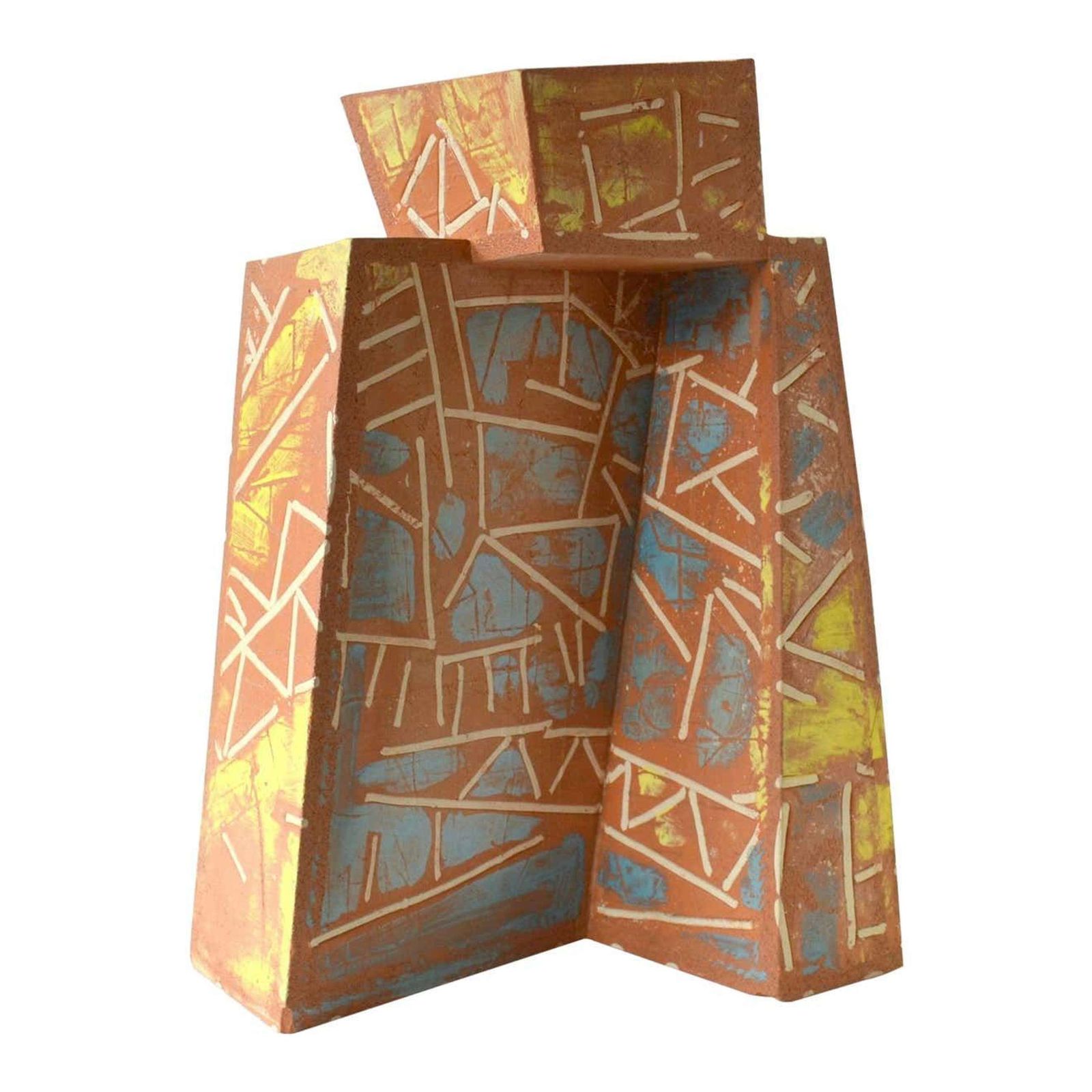 Terracotta Art Vase Decorated In Bright Colours