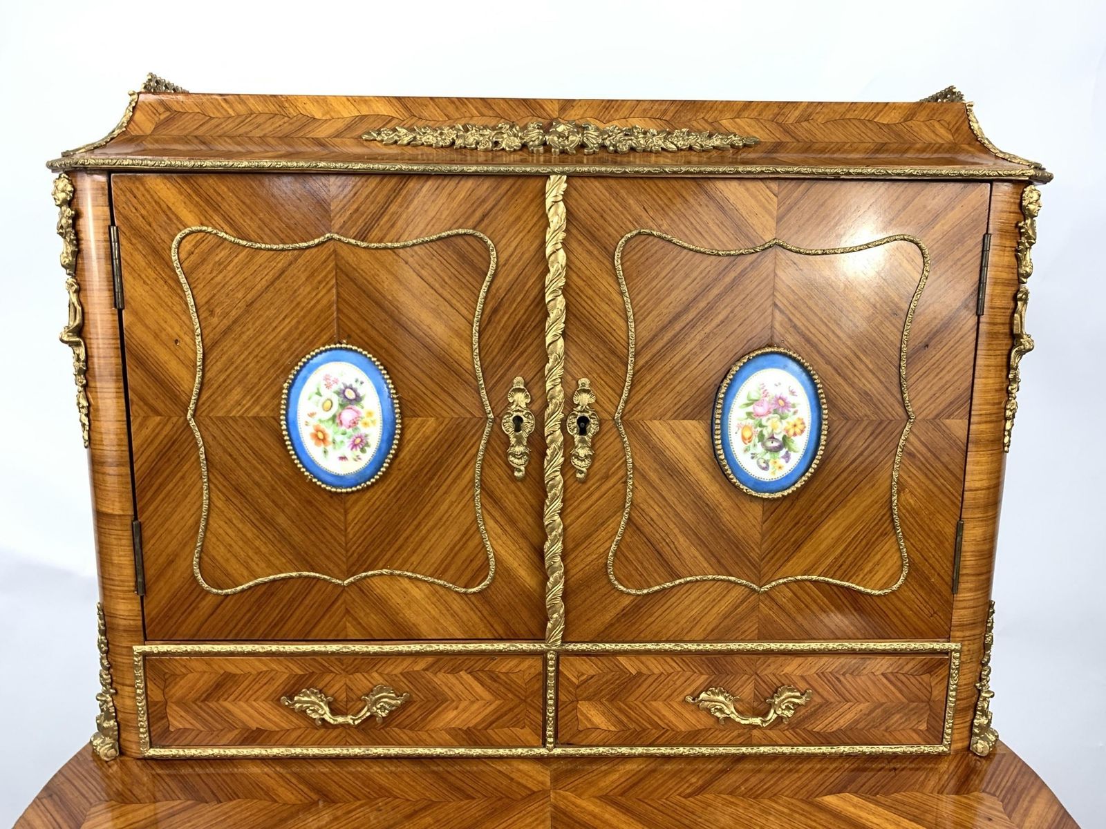 French Kingwood, Gilt Metal And Porcelain Mounted Bonheur Du Jour, Late 19th Century photo 4500.0