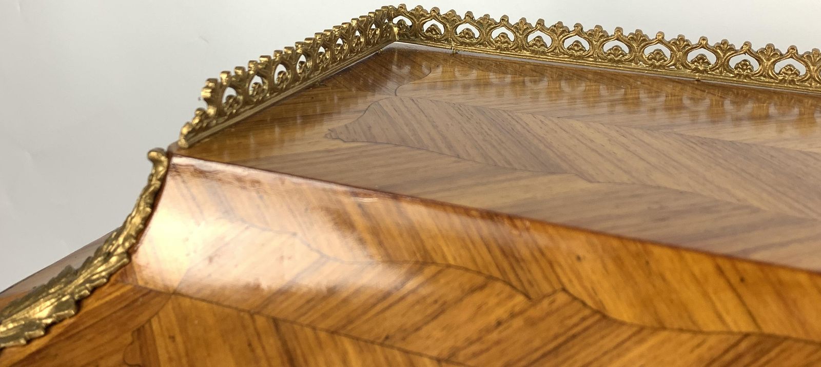photo vintage French Kingwood, Gilt Metal And Porcelain Mounted Bonheur Du Jour, Late 19th Century