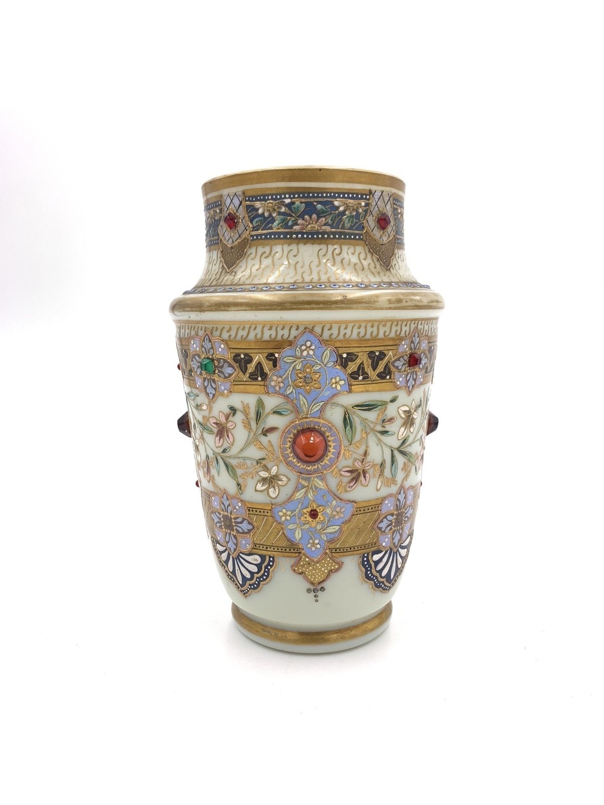 Set Of Three Jewelled Bohemian Opaline Vases, 19th Century photo furniture