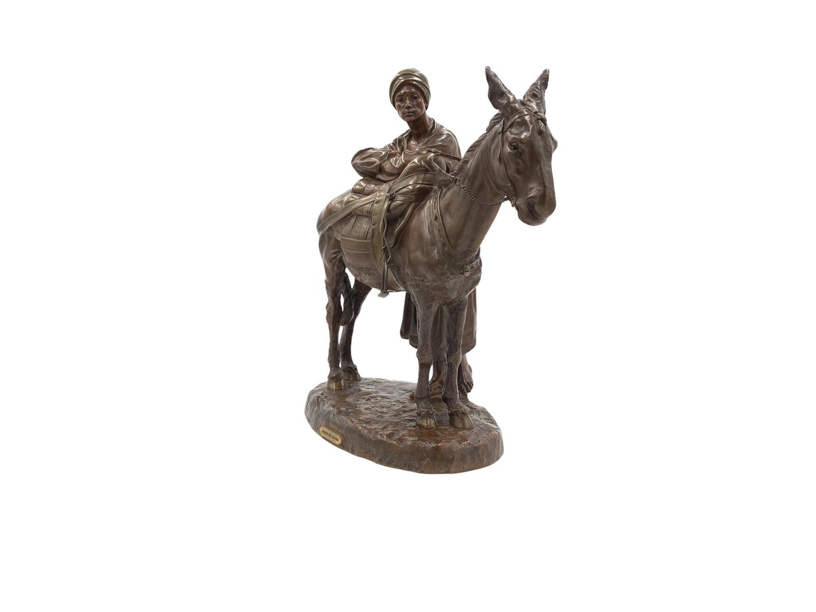 A French Patinated Bronze Group Of A Figure And Donkey, Entitled 'Anier Du Caire' photo furniture