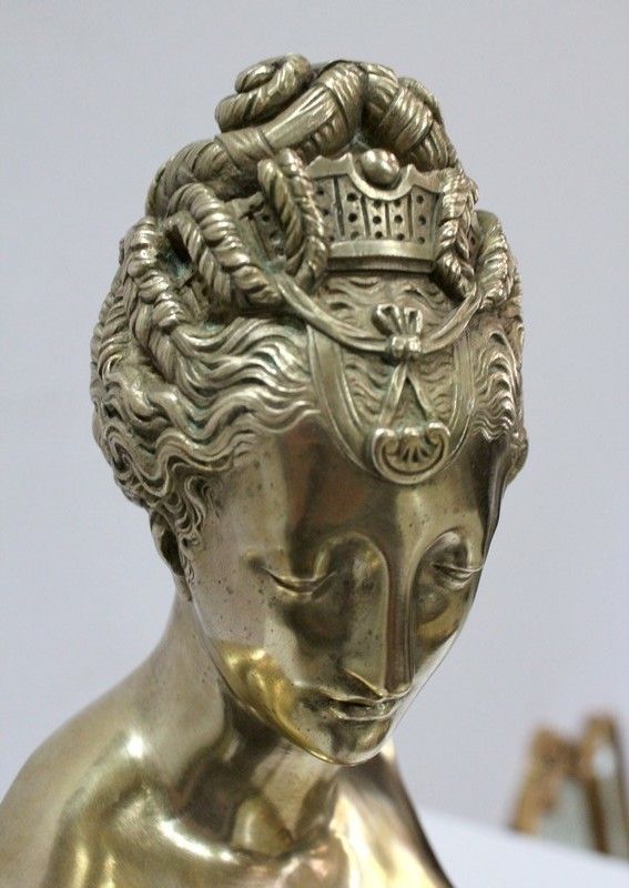 photo furniture Marble Clock And Bronze Bust Of Diane De Poitiers, After J. Goujon    2nd Part 19th Century