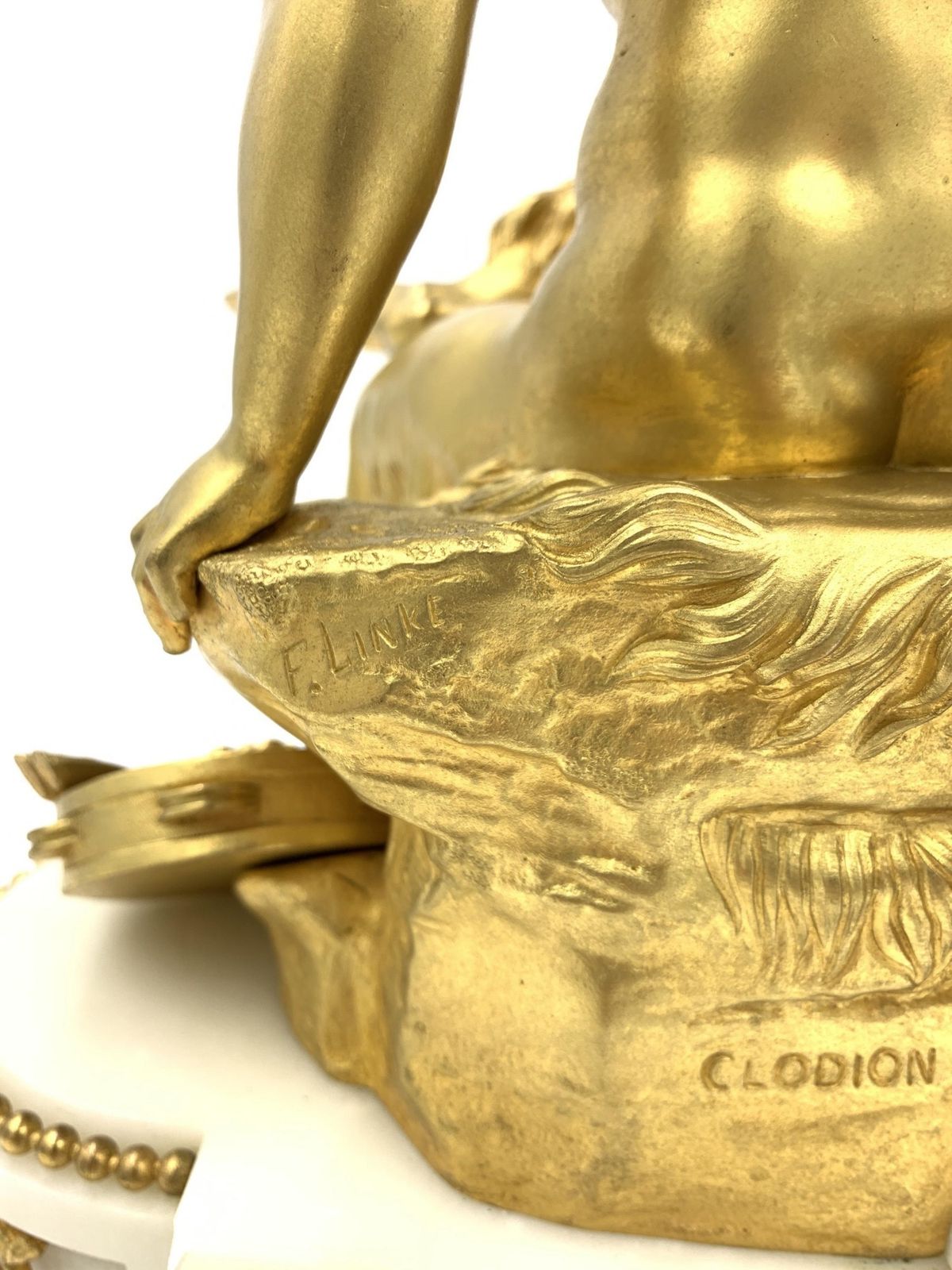 Louis XVI Style Gilt Bronze And White Marble Clock, François Linke, France, Late 19th Century photo buy