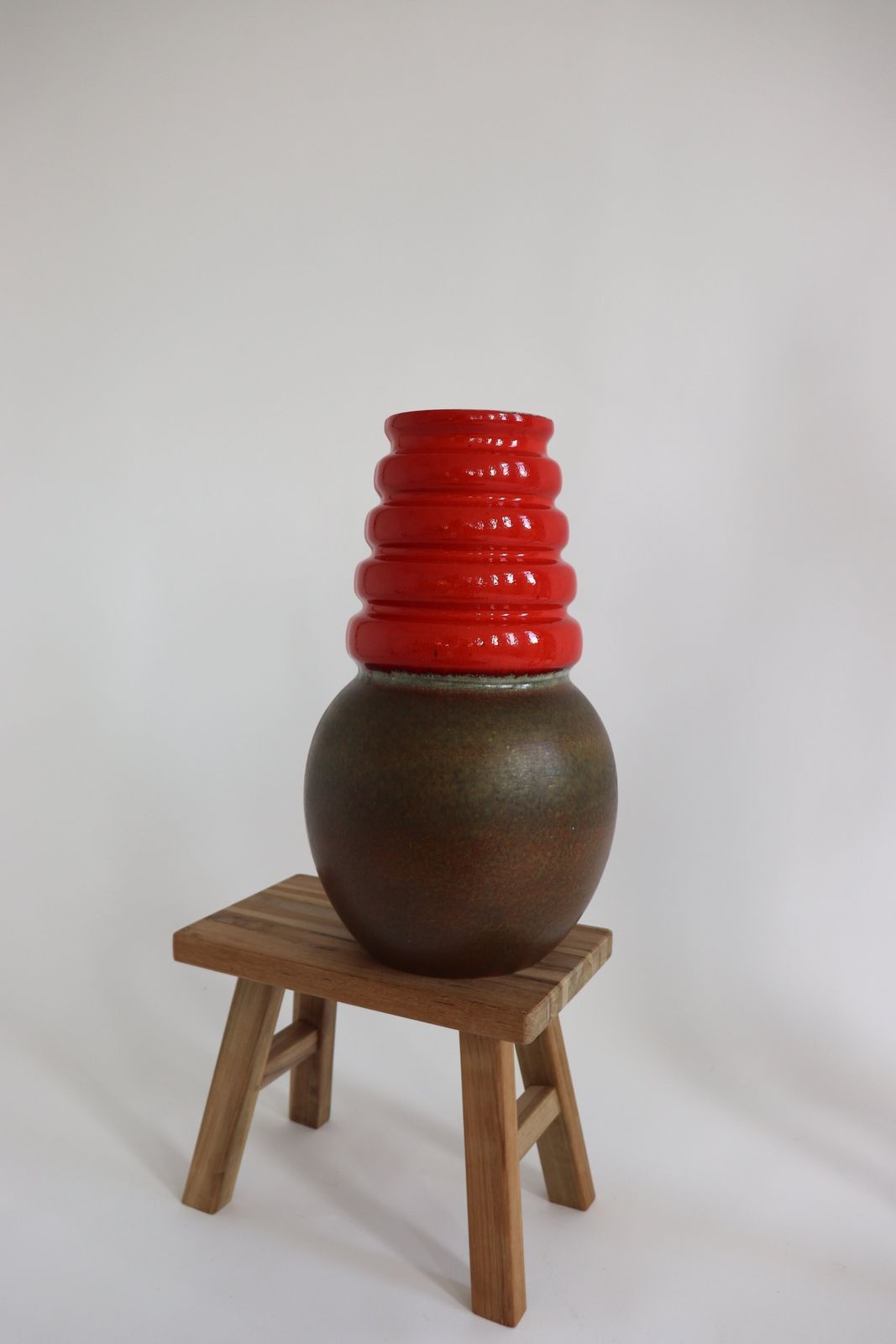 Vintage 1970s West German Pottery Vase Large Red