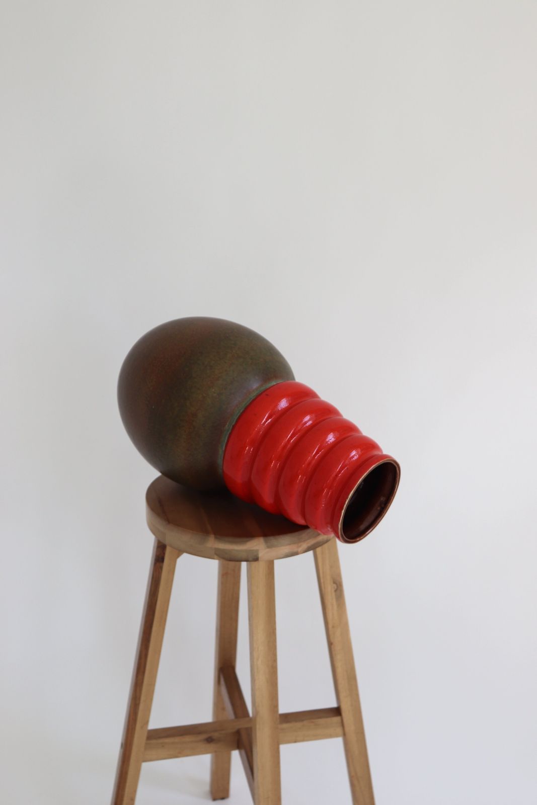 Vintage 1970s West German Pottery Vase Large Red photo furniture