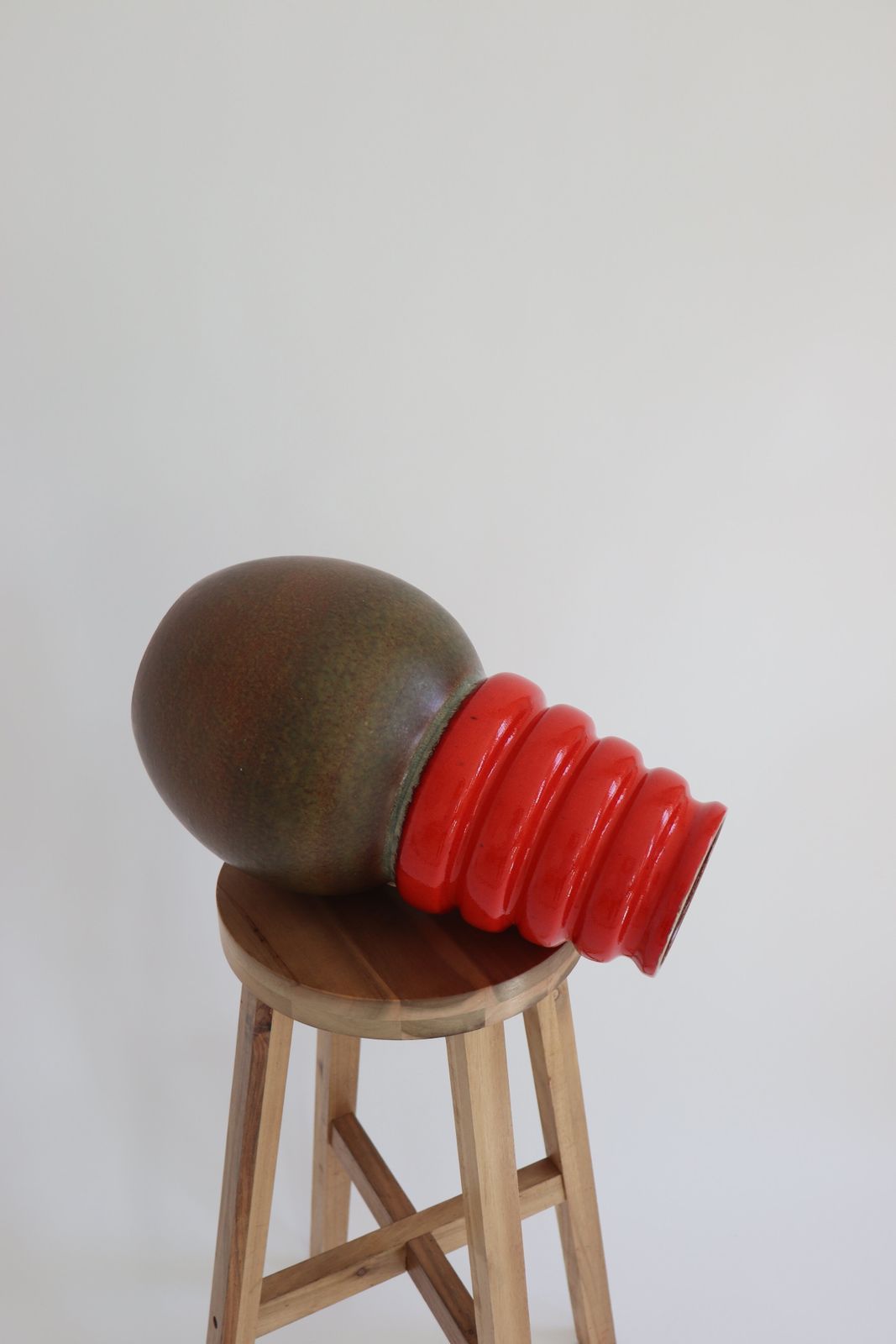 Vintage 1970s West German Pottery Vase Large Red photo for sale