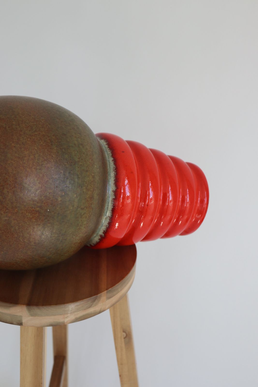 Vintage 1970s West German Pottery Vase Large Red photo Home Decor