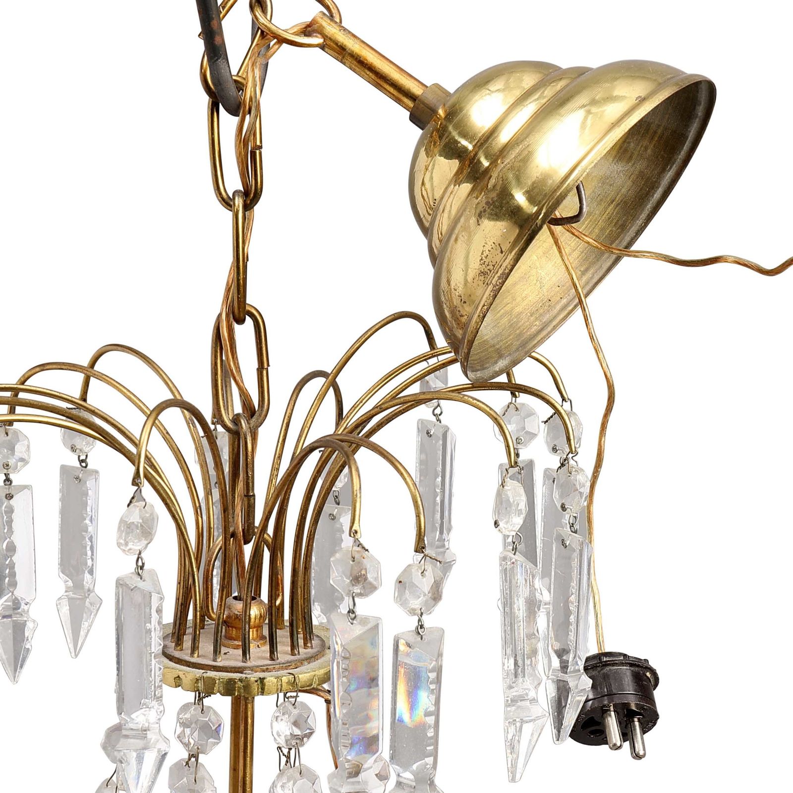 Antique 4 Arm Crystal Empire Chandelier With Blue Glass  1900's photo furniture