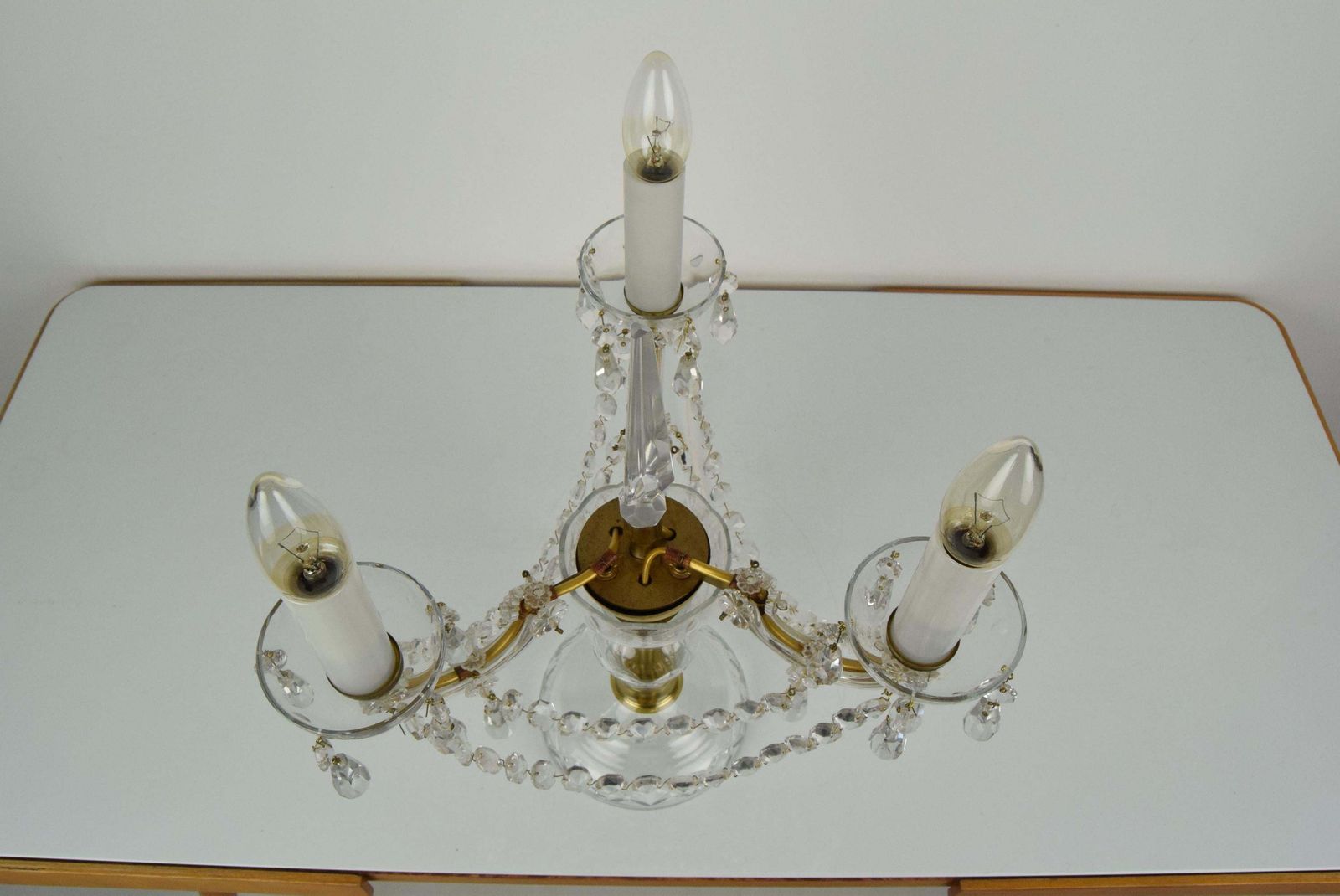 photo for sale Mid Century Crystal Glass Table Lamp By Kamenicky Senov,1960's.