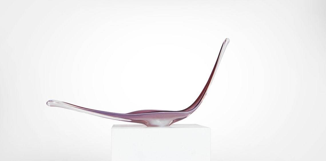 Mid Century French Glass Crystal Freeform Purple Centrepiece Vase Sculpture photo Home Decor