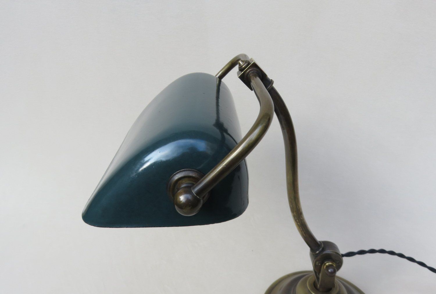 Lighting Art Nouveau Enameled Brass Banker's Lamp photo