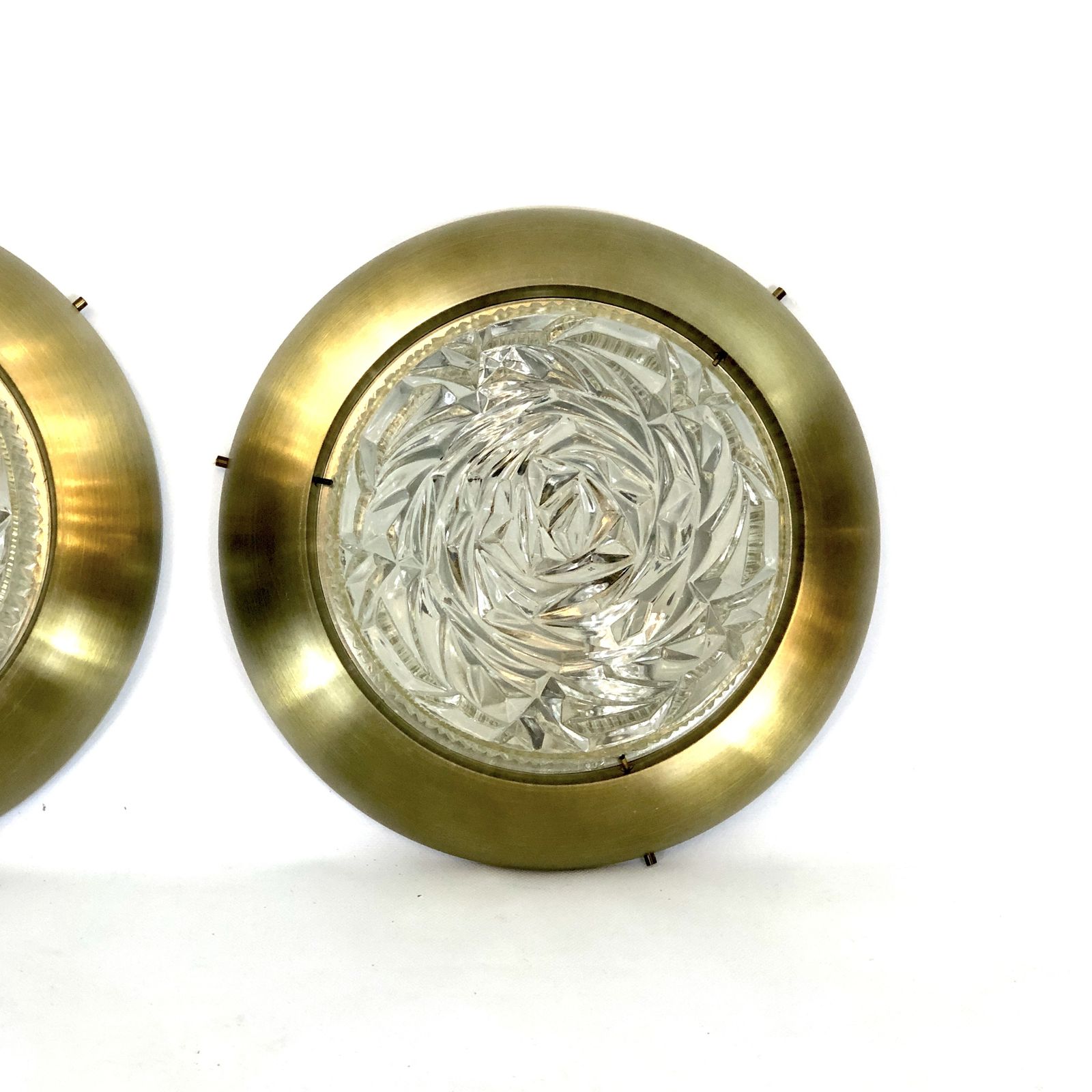 photo furniture Stilux Milano, Mid Century Gild And Glass Ceiling Lamps Or Sconces. Set Of Two