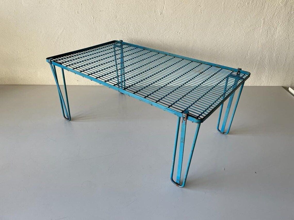 Mid Century Folding Leg Industrial Shelving Unit, 1950s