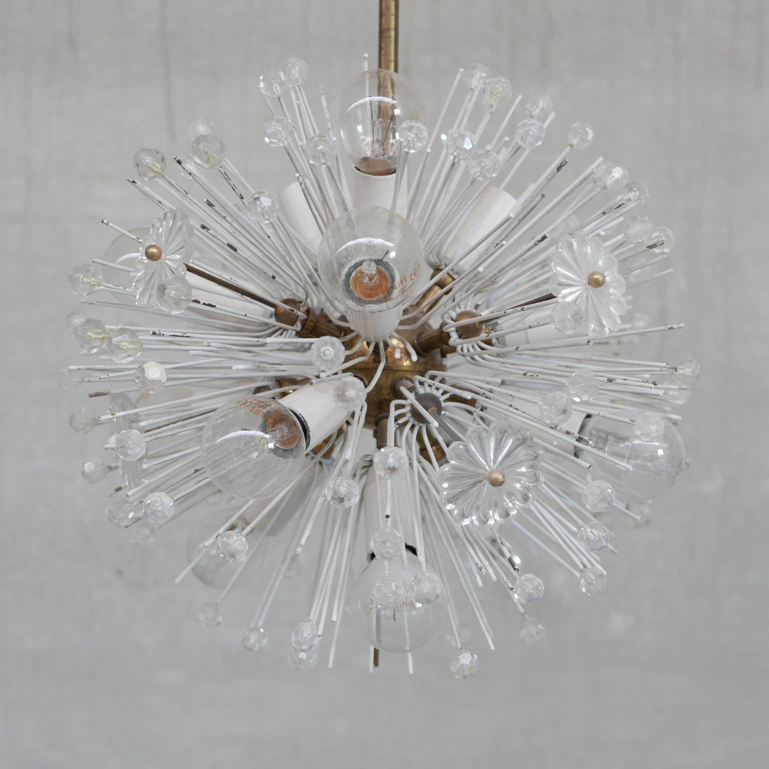 Austrian Mid Century Glass And Brass Chandelier Pendant By Emil Stejnar photo Lighting
