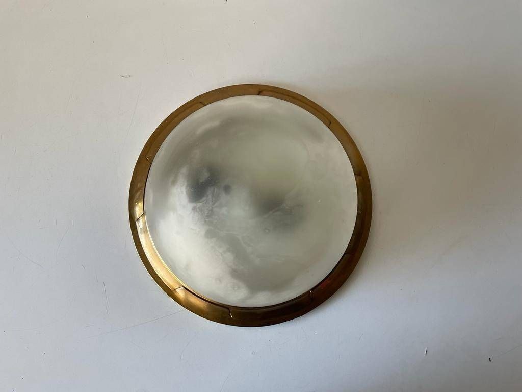 Italian Glass & Heavy Brass Base Ceiling Or Wall Lamp By Mod Dep Lamp Art, 1960s, Italy photo 531.96