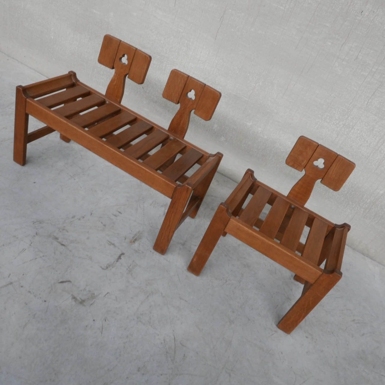 Oak Mid Century French Guillerme Et Chambron Lounge Chairs photo vinterior