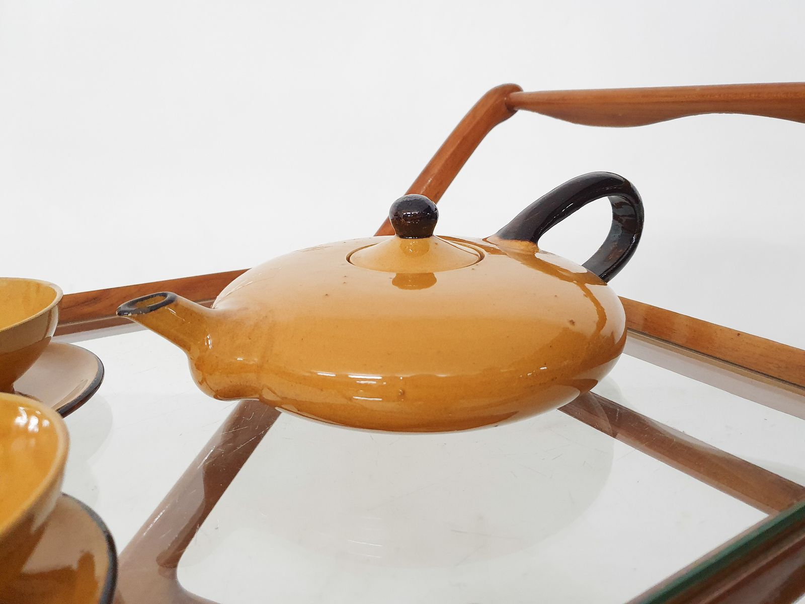 Ochre Porcelain Tableware By Roger Mourre For Dieulefit, France 1950's photo vintage