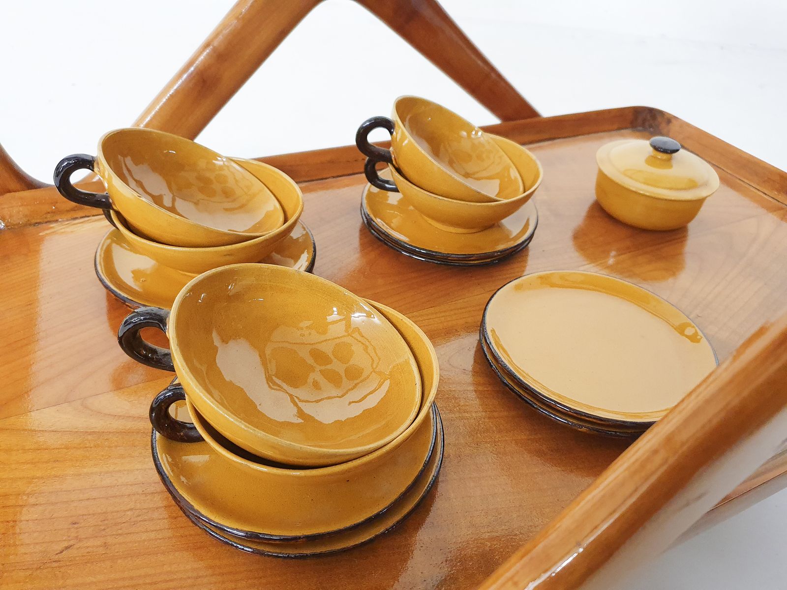 photo furniture Ochre Porcelain Tableware By Roger Mourre For Dieulefit, France 1950's