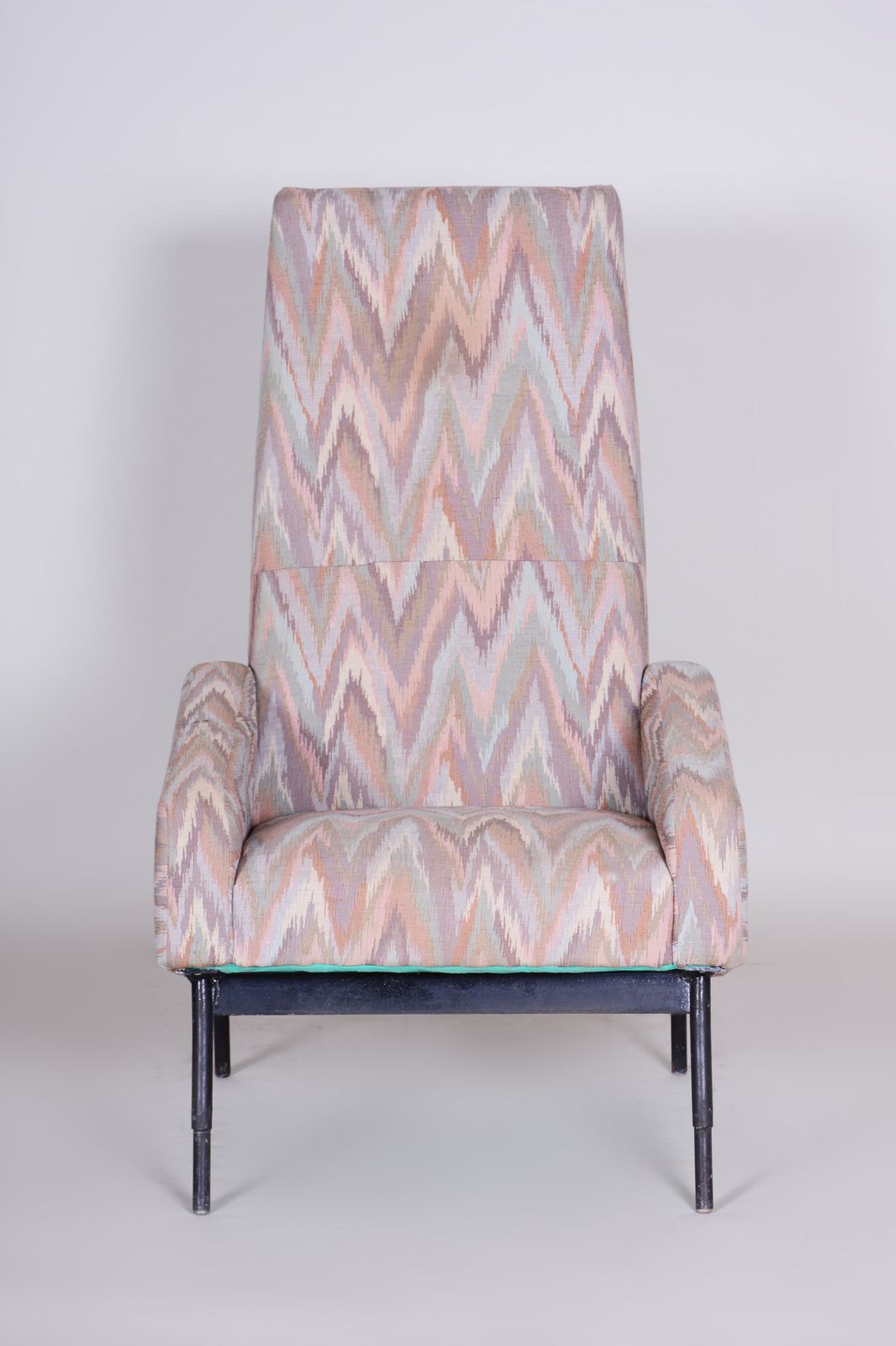 Mid Century Modern Armchair Made In 1950s Czechia. Original Condition, Metal. photo furniture