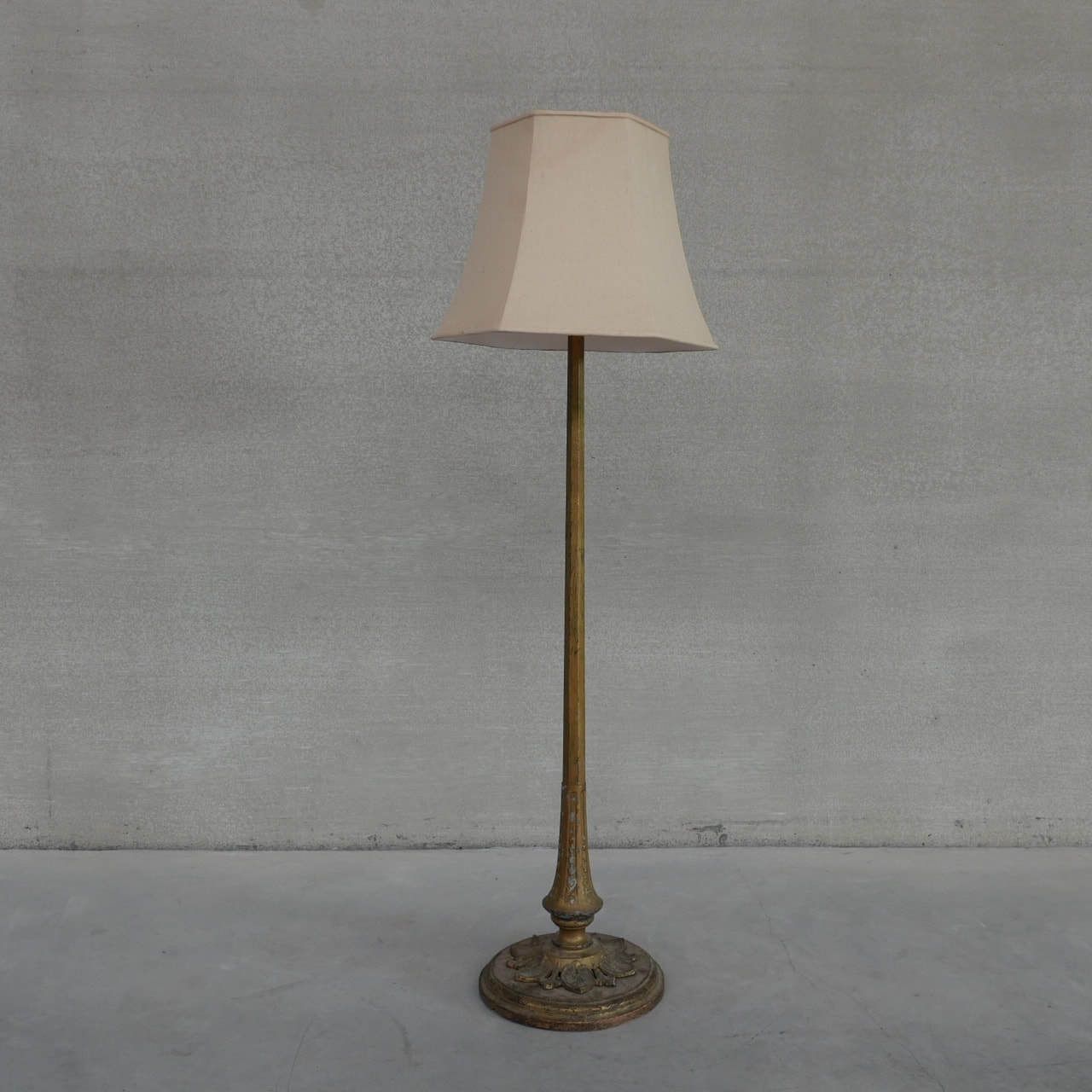 Art Deco French Wooden And Metal Gilt Floor Lamp