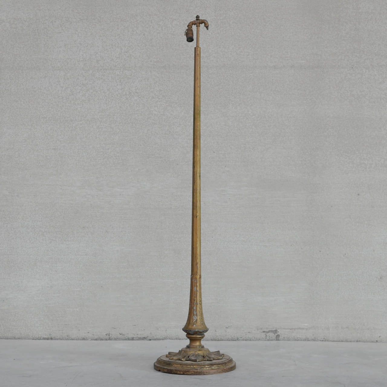 Art Deco French Wooden And Metal Gilt Floor Lamp photo vinterior