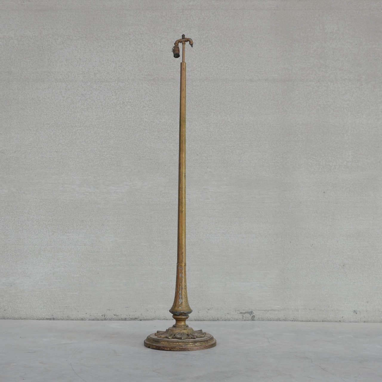 Art Deco French Wooden And Metal Gilt Floor Lamp photo buy