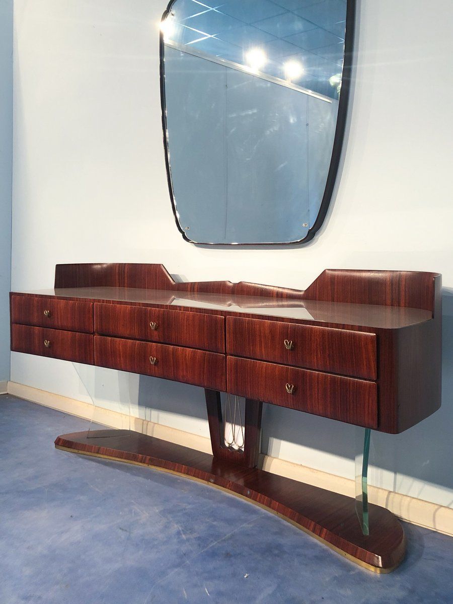 Mid Century Italian Sideboard In Rosewood With Mirror By Vittorio Dassi, 1950s photo 5132.0