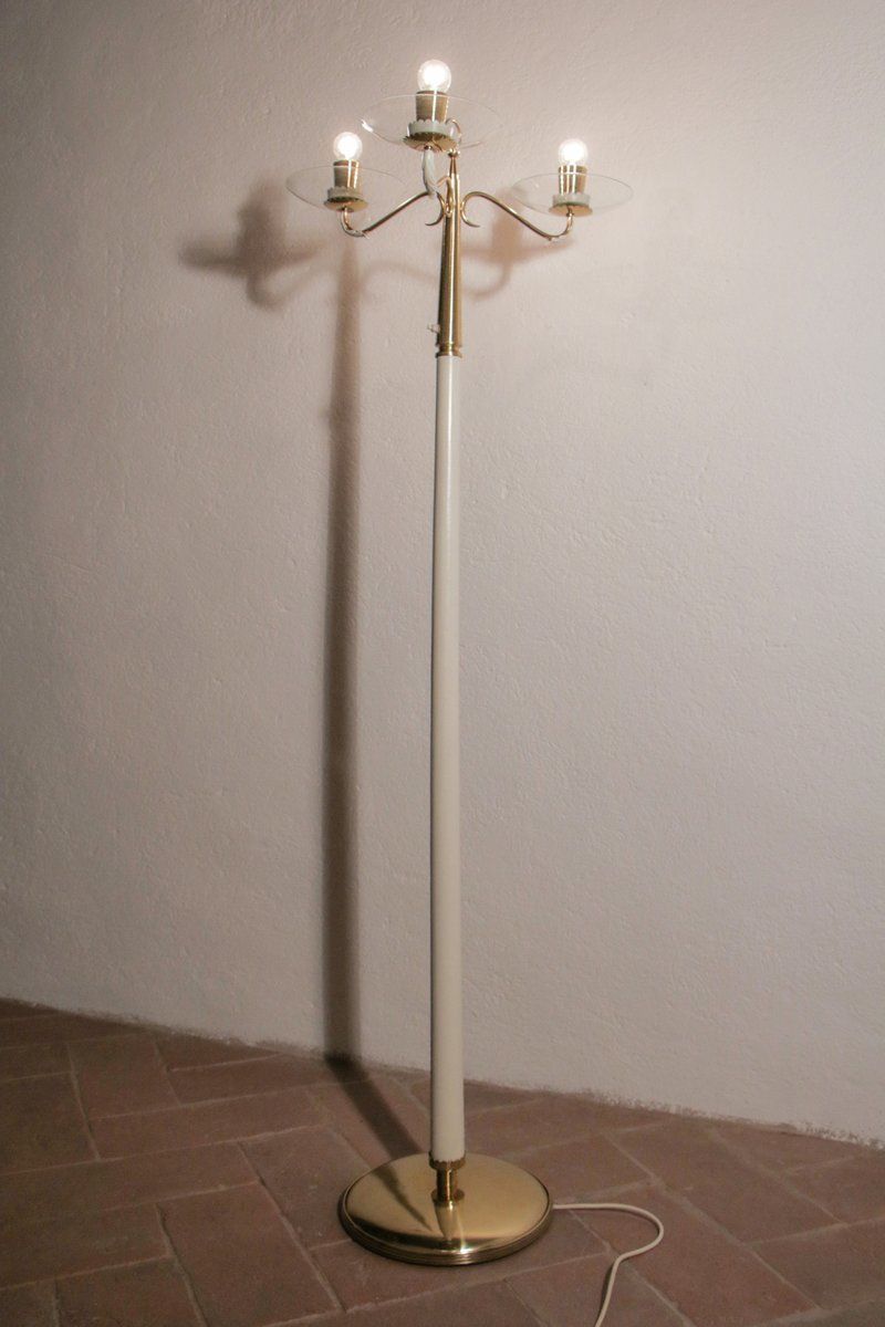 Mid Century Italian Ash & Polished Brass Floor Lamp In The Style Of Pietro Chiesa, 1940s photo 3165.0