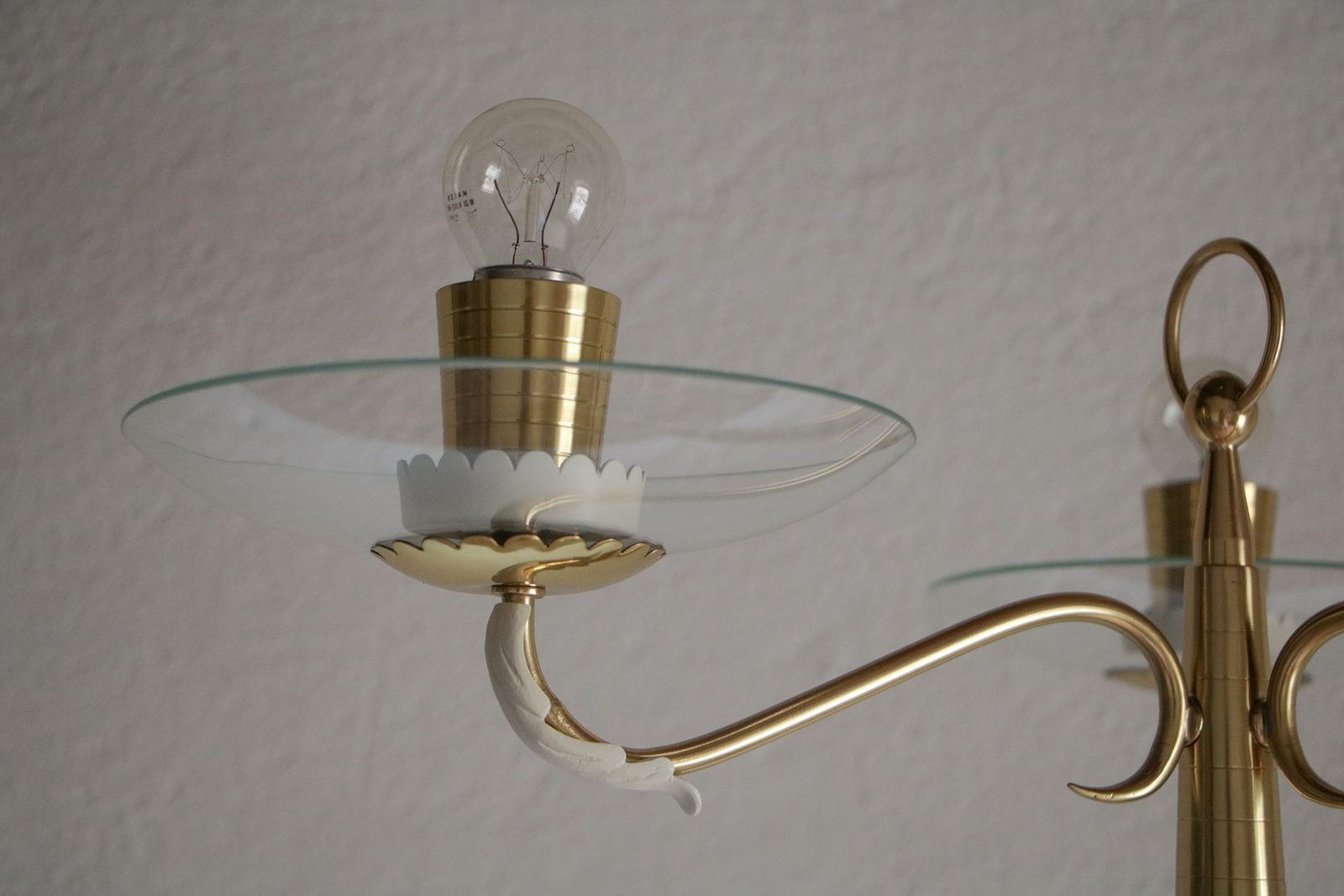 Lighting Mid Century Italian Ash & Polished Brass Floor Lamp In The Style Of Pietro Chiesa, 1940s photo